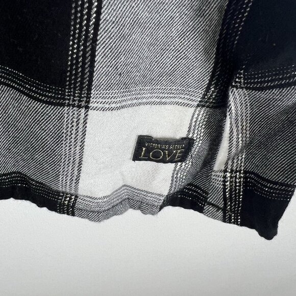 Victoria’s Secret Checkered Lace‎ Camisole Cami Sz L Black White Flannel Shimmer - Picture 4 of 8